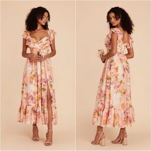 Birdy Grey Floral Midi Dress - Pink and Orange